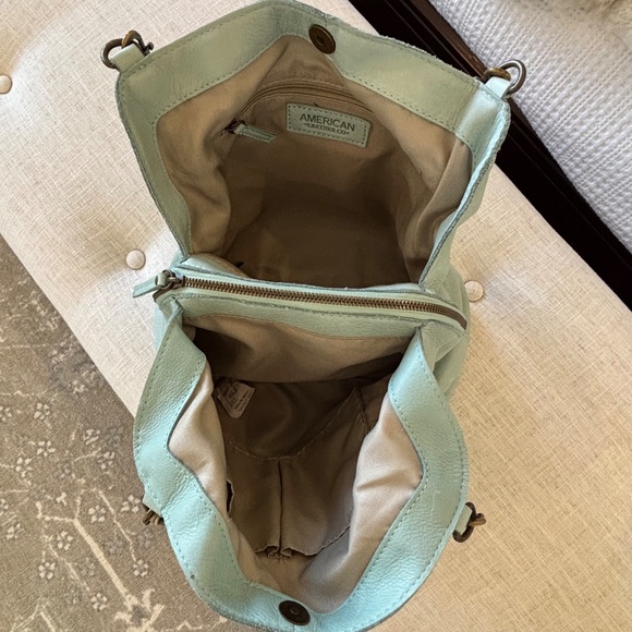 NWT American Leather Co.  genuine leather hobo bag in a light blue/mint color, - Picture 7 of 16